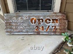 Handmade MOM'S CAFE SIGN Vintage Tin Lighted Mother's Day Kitchen
