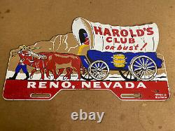 Harold's Club Or Bust Reno NV Vintage Metal Tin Sign