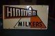 Hinman Milkers Milker Antique Vtg Advertising Embossed Metal Tin Road Farm Sign