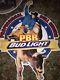Huge Bud Light Cup Beer Pbr Bull Riders Metal Tin Sign Pro Rodeo Vintage Bar 45