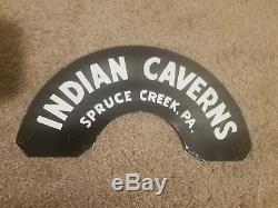 Indian Caverns Spruce Creek PA Metal Tin Sign Vintage 1950 Old Original Park Art