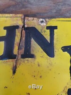 John Deere Implements Tin Painted Embossed Sign Vintage Collectable Antique