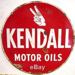KENDALL VINTAGE, ORIGINAL TIN, NOT PORCELAIN, MOTOR OIL SIGN. DOUBLE SIDED