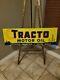 Killer Original Vintage 1950's Tracto Motor Oilembossed Tin Sign With Oil Rigs