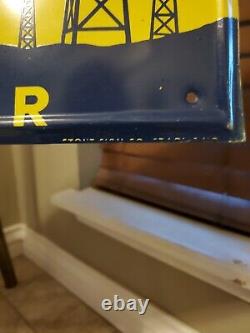 KILLER original vintage 1950's TRACTO MOTOR OILembossed tin sign with oil rigs