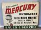 Kiekhaefer Mercury Outboard Motor Vintage 50s Tin Sign Original Mass Dealer