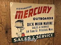 Kiekhaefer mercury outboard motor vintage 50s tin sign original Mass dealer