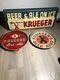 Krueger Beer And Ale On Ice Vintage 1950s Light Up Sign With Two Tin Trays