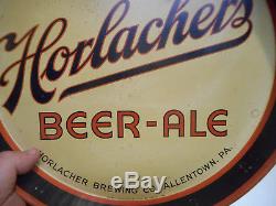 L2182 VINTAGE HORLACHER BEER ALE TIN LITHO 12 TRAY ALLENTOWN PA 1936 Sign