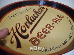 L2182 VINTAGE HORLACHER BEER ALE TIN LITHO 12 TRAY ALLENTOWN PA 1936 Sign
