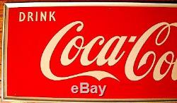 Large 54 Vintage Tin Coca-cola Sign With Bottle Graphic Beautiful Condition