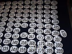 LOT VINTAGE ENAMEL PORCELAIN TIN SIGN PLATE numbers 100pcs signs small size RARE
