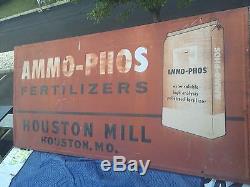 Large Ammo-Phos Fertilizer Vintage Tin Porcelain Embossed Sign Farm Feed Rare