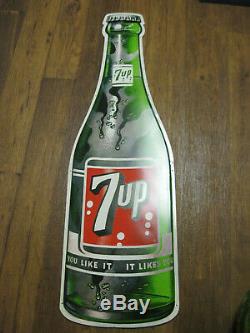 Large NOS Vintage Stout 1962 7Up 7 Up Soda Pop Bottle 44 Tin Metal Sign