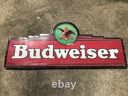 Large Vintage 1994 Budweiser Beer Vintage Collectible Tin Metal Sign 60x26