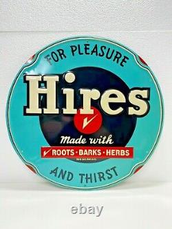 Large Vintage Original Hires Root Beer Embossed Tin Metal Sign