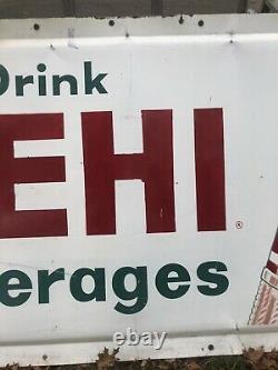 Large Vintage Original NEHI Beverages Tin Metal Sign