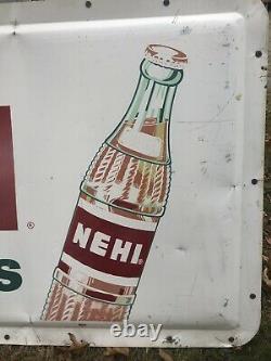 Large Vintage Original NEHI Beverages Tin Metal Sign