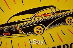 Large Vintage Original Tin Car Wash Wax Sign 1950's Chevy Buick Auto Service NOS