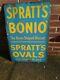 Large Vintage Spratts Bonio Tin Enamel Original Sign Blue/yellow
