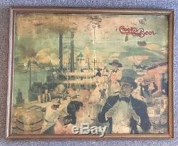 Large Vintage Tin Litho COOKS BEER A Quality Cargo Advertising Sign