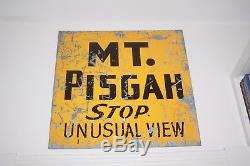 Large Vintage Tin Road Sign Mt Pisgah Scenic View from Colorado Double sided