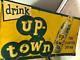 Large Vintage Uptown Soda Pop Sign Lemon Lime Tin Embossed Advertising Metal