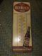 Large Vtg Red Rock Cola Soda Tin Thermometer Sign 1939