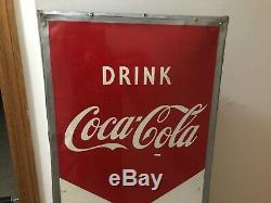 Large vintage Coca-Cola 54x18 advertising tin sign refresh Robertson 1952