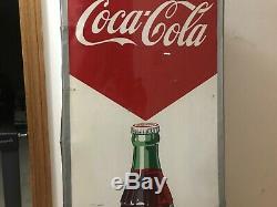 Large vintage Coca-Cola 54x18 advertising tin sign refresh Robertson 1952