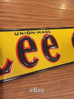 Lee Overalls Vintage Tin Metal Embossed Advertising Sign Original Union Made