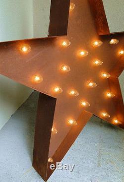 Lighted Star Sign, Old Vintage Style, Tin Metal Iron for Store Shop or Outdoor