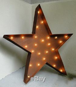 Lighted Star Sign, Old Vintage Style, Tin Metal Iron for Store Shop or Outdoor