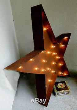 Lighted Star Sign, Old Vintage Style, Tin Metal Iron for Store Shop or Outdoor