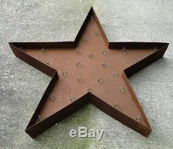 Lighted Star Sign, Old Vintage Style, Tin Metal Iron for Store Shop or Outdoor