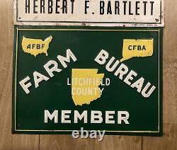 Lot Of 3 Vintage Farm Bureau Tin Signs Massachusetts Connecticut Litchfield