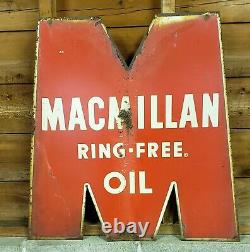 MACMILLAN RING FREE OIL 1940's Vintage Original Tin Metal DS DIECUT SIGN