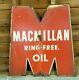 Macmillan Ring Free Oil 1940's Vintage Original Tin Metal Ds Diecut Sign