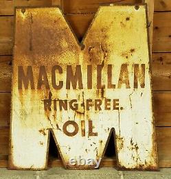 MACMILLAN RING FREE OIL 1940's Vintage Original Tin Metal DS DIECUT SIGN