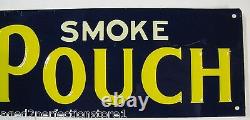 MAILPOUCH CHEW SMOKE Tobacco Sign Vintage Embossed Tin Metal Advertising