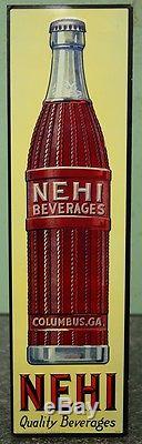 MINT NOS 1920s vintage NEHI Soda Pop Tin Litho advertising Sign embossed OLD