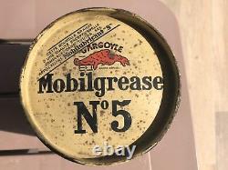MOBILOIL GARGOYLE MOBILGREASE VINTAGE 1940s TIN CAN ANTIQUE GARAGE SIGN OIL