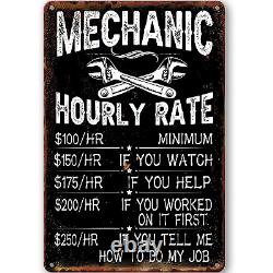 Mechanic Decor Mechanic Hourly Rate Reproduction Metal Tin Sign Mechanic Rules