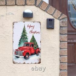 Merry Christmas Tin Sign Vintage Aluminum Sign Rustic Wall Decor For Home Firepl