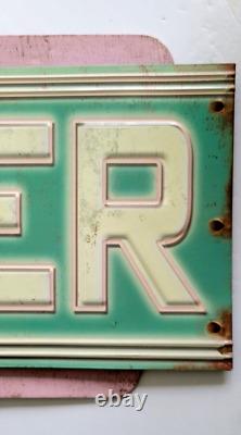 Metal Tin DINER Sign Distressed Retro Restaurant Vintage Repro