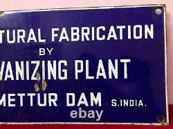Mettur Dam Original Antique Vintage Advt Tin Enamel Porcelain Sign Board C93