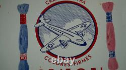 Mexican Mexico vintage tin sign Threads El Avion Airplane Colorful 1960s RARE