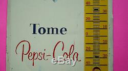 Mexican Vintage PEPSI COLA Metal Thermometer Tin Sing C. 1950´s RARE