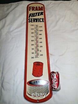Mint Vintage Auto Truck Fram Filter USA Ri Gas Oil Station Tin Thermometer Sign