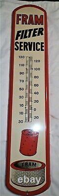 Mint Vintage Auto Truck Fram Filter USA Ri Gas Oil Station Tin Thermometer Sign